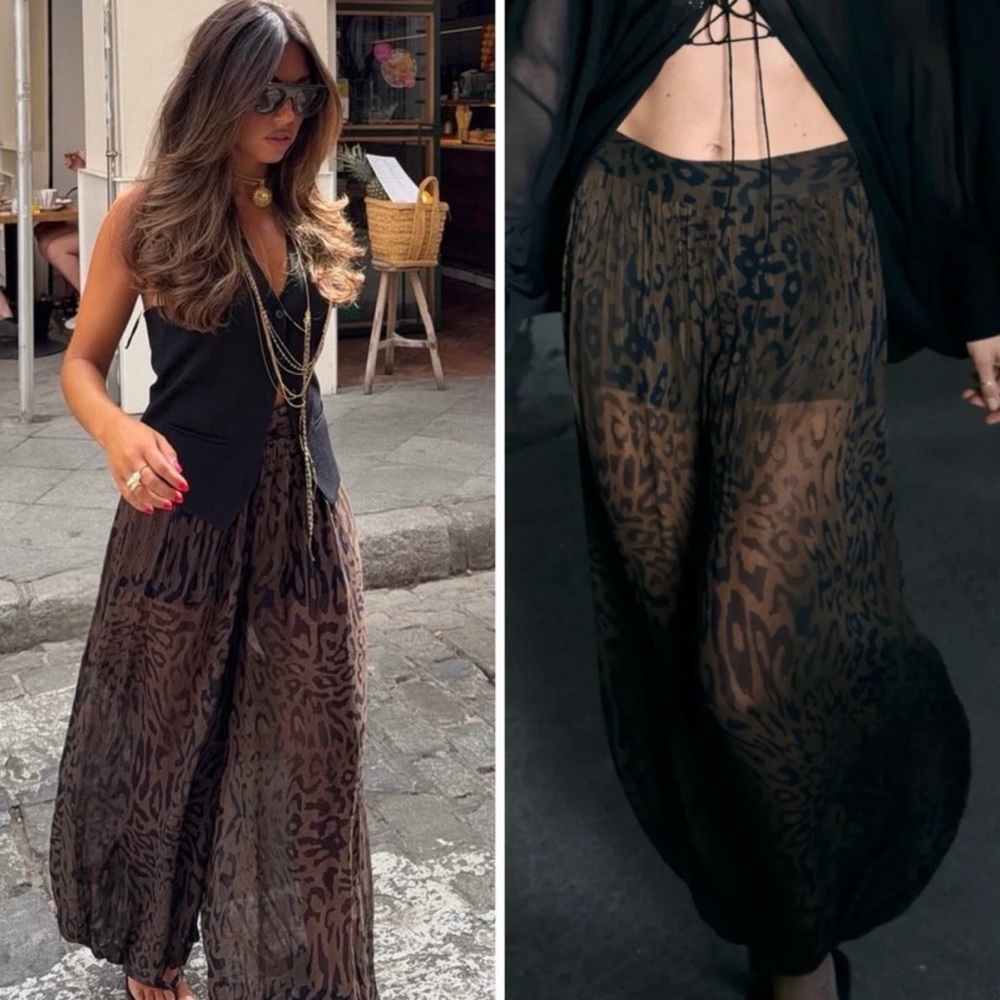 ZARA ZW COLLECTION ANIMAL PRINT BLOOMER PANTS